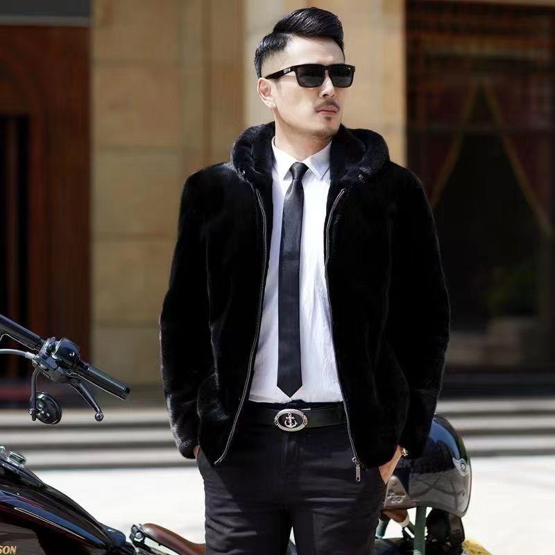 Меховая шуба из норки, мужская зимняя шуба с капюшоном, мужская норковая шуба, мужская куртка из искусственного норкового меха, мужская элитная