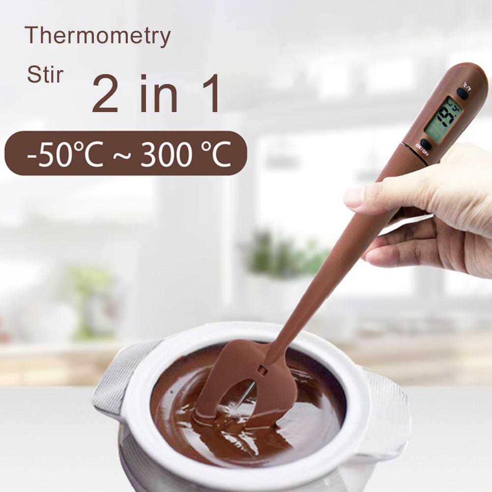 Kitchen Baking Tool Silicone Digital Spatula Cooking Thermometer Stirrer Food