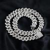 15MM Cuban Link Chain Hip Hop Men Necklace Iced Out Paris Chain 2 Row Rhinestone Paved Miami Rhombus Cuban Men Women Necklace