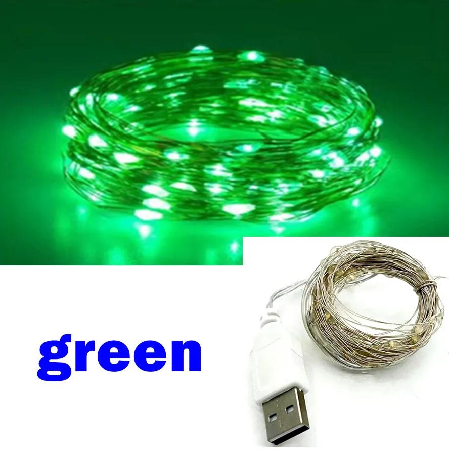 10-секционная гирлянда из разноцветных светодиодных сказочных огней с питанием от USB на гибкой медной проволоке для Рождества, свадеб и вечеринок