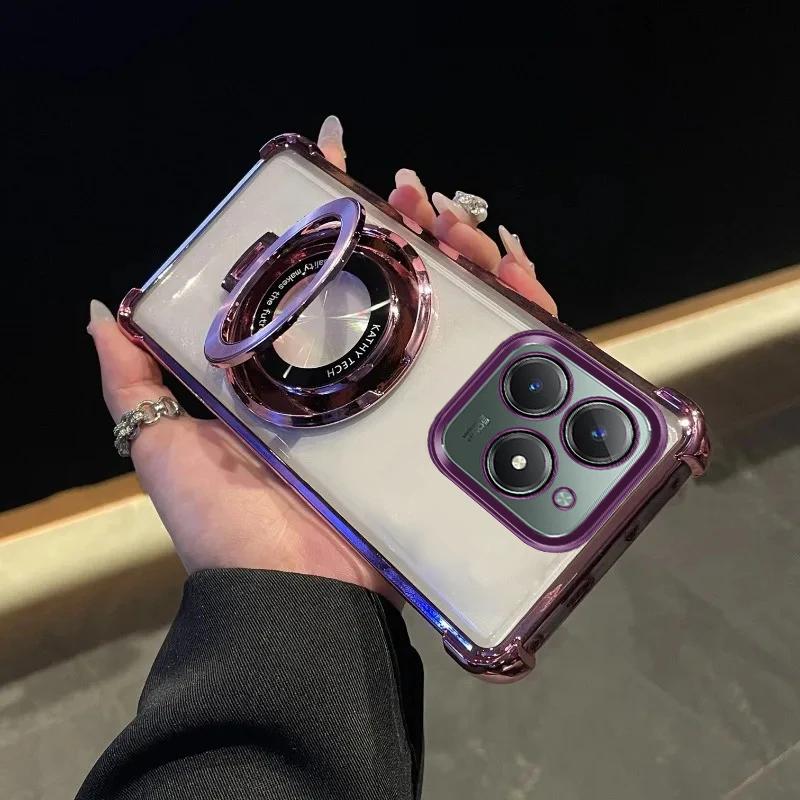Роскошный Чехол-подставка с кольцом CD с покрытием, ударопрочный чехол для MOTO G86 Power G56 15/45/05/84/54/64/34/24/04/14 Прозрачный силиконовый чехол