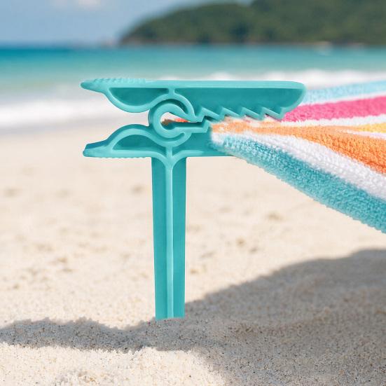 4Pcs Beach Towel Fixing Clip Stake, Windproof Outdoor Picnic Blanket Sand Spikes, Portable Blanket Holder Picnic Mat Clamps