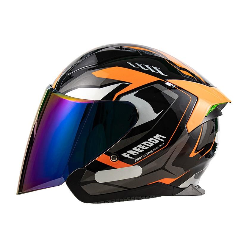 3/4 Open Face Motorcycle Helmet Men Women Scooter Cruiser Riding Safety Gear