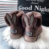 Snow Boots Women Thick Sole Cute Bunny Ears Suede Shoes for Women Keep Warm Sleeve Low Heels  Platform Shoes 2024 Winter Outdoor