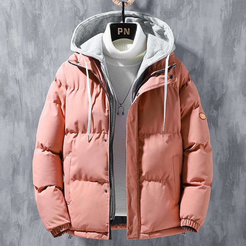 Men's Fall and Winter Casual Thickened Warm Jacket Zipper Hooded Jacket Cotton Jacket Fluffy Plus Size Jacket