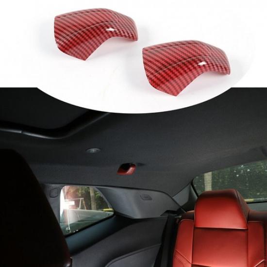Red Carbon Fiber Rear Ceiling Roof Hook Cover Trim Fits Dodge Challenger 2015+ a