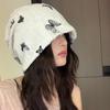Coldproof Fleece Beanies Thickened Plush Pullover Hat Harajuku Butterfly Print Beanies  Female