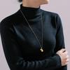 Chic European & American Style Gold-Plated Water Drop Pendant Necklace - Versatile Stainless Steel Sweater Chain Jewelry for Women