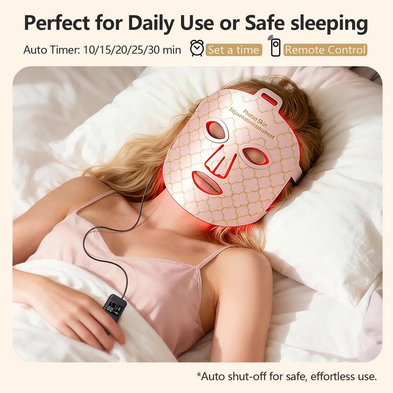 Beauty Mask Device: Red & Blue Light Therapy for Acne, Skin Rejuvenation, Exfoliation, and Brightening with Adjustable Light Panel