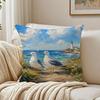 Seagulls On Beach Oceanic Artistic Cushion Cover Breathable Cushion Covers Machine Washable Wrinkle-Resistant Soft Durable
