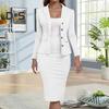 Женский деловой костюм с юбкой, пиджак с длинным рукавом и юбка-карандаш, повседневный офисный комплект из 2 предметов