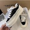 Platform Sneakers 2024 Autumn New Versatile Elevated Casual Canvas Shoes Women's Spring Women Shoes Med (3cm-5cm) Adult