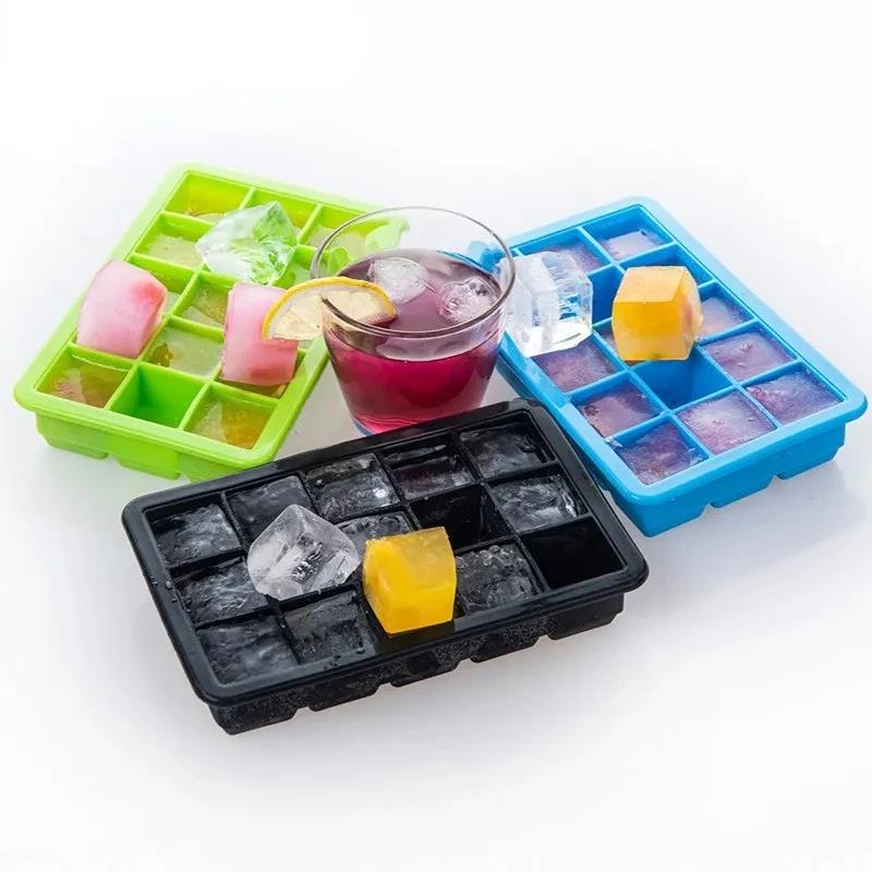 4/15 Grid Silicone Ice Cube Mold Big Square Ice Cube Tray Mold Ice Cube Maker Non-toxic Durable Bar Pub Wine Ice Blocks Maker 6
