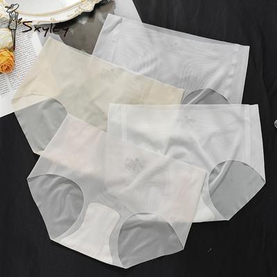 Сексуальное бесшовное нижнее белье с высокой талией из ледяного шелка, летние ультратонкие быстросохнущие трусики Sense, женские трусы