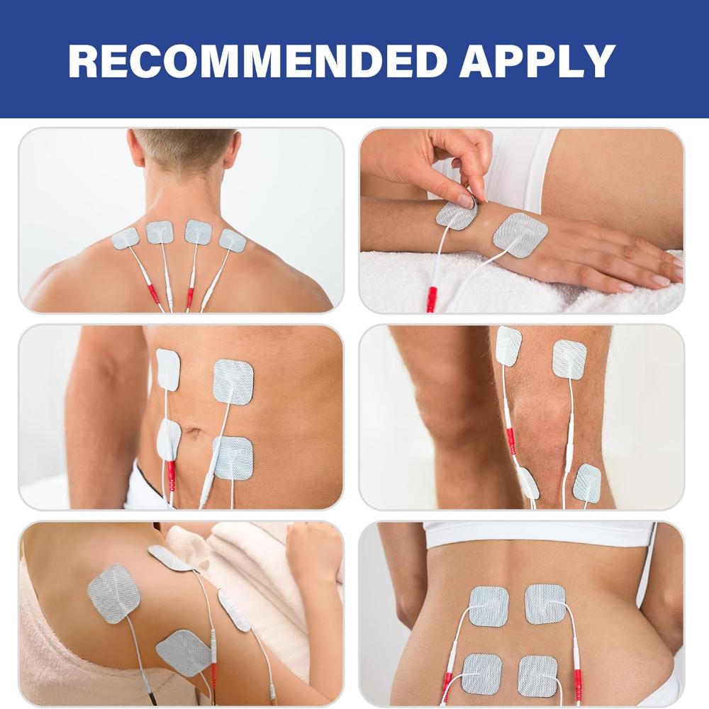 Unit Electrode Pads, 16PCS 2"x2" Unit Pads for EMS Muscle Stimulator Electrotherapy, Self-Adhesive TENS Pads Replacement, Reusable and Latex-Free