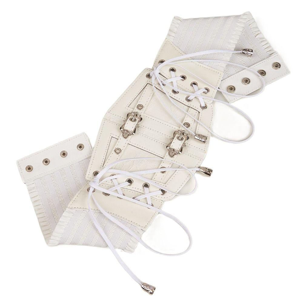 Adjustable Lace Cummerbunds Solid Color Wide Waist Corset Punk Corset Belt Outfits