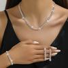 Jewelry Full Diamond Necklace Three Sets Versatile Simple Bridal Rhinestone Clavicle Chain Neck Chain Jewelry
