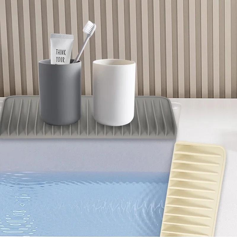 Silicone Drain Mat Anti Slip Sink Tray Dish Drying Cushion Countertop Mat Kitchen Utensil Protection Guide Rack Kitchen Supplies