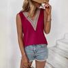 Новые летние блузки без рукавов с V-образным вырезом в стиле пэчворк для женщин, простые модные элегантные свободные рубашки для женщин, винтажные облегающие однотонные женские блузки, топы 26035