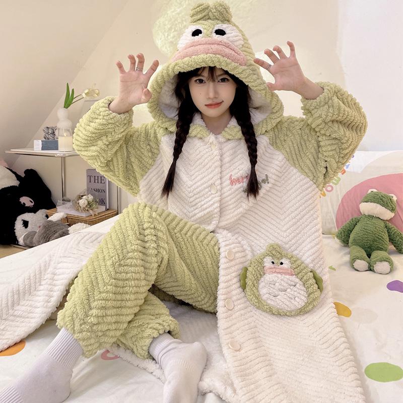 Женская зимняя ночная рубашка из бархата и кораллового флиса размера плюс - симпатичная домашняя одежда из плотной фланели