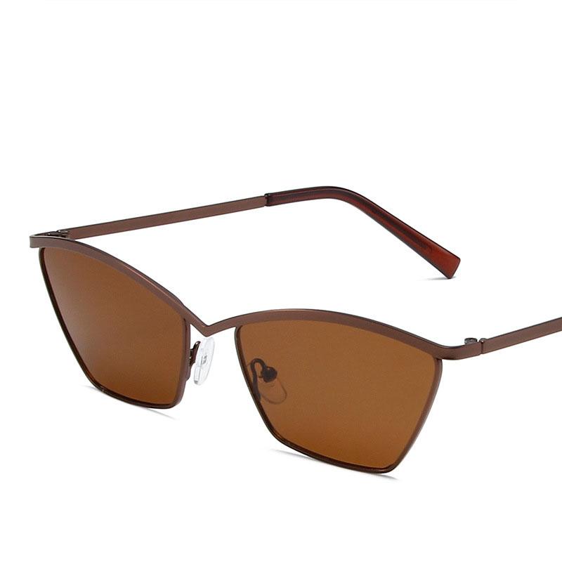 Неполяризованные классические солнцезащитные очки «кошачий глаз» прямоугольной формы для женщин, роскошный брендовый дизайн, модные винтажные солнцезащитные очки в металлической оправе, ретро-очки унисекс