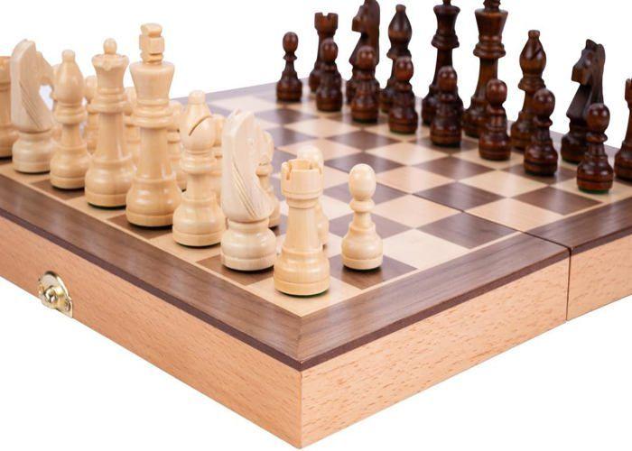 Деревянные шахматы - Engelhart - 151203 - Складные - Бук и орех - 30x30 см