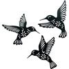 3 Pieces Metal Hummingbird Wall Art Decoration Hollow Out Iron Bird Sculpture Waterproof Wall Hanging Figurines for