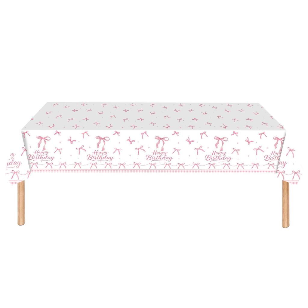 Кружевной розовый бант-тематический набор посуды для дня рождения девочки, одноразовые бумажные тарелки, декоративные элементы