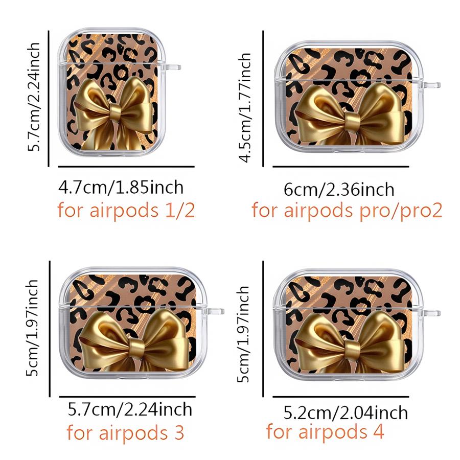Прозрачные чехлы для наушников Чехол-обложка Для Airpods Pro Pro2 4 Pro3 2 1 3 Леопардовый принт Бант
