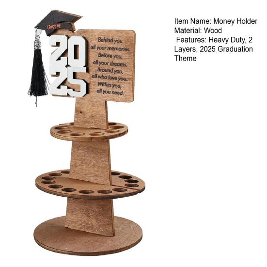 Выпускной деревянный держатель денег башня двухслойная стойка для хранения денег класс 2025 выпускников денежный подарок выпускной вечер украшение рабочего стола