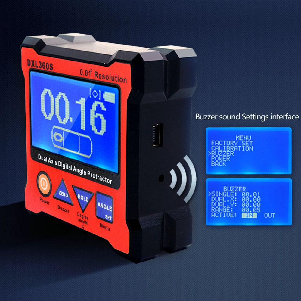 Digital Angle Finder Protractor 0.01 degrees  Resolution Angle Gauge Dual Axis Level with Backlight Woodworking