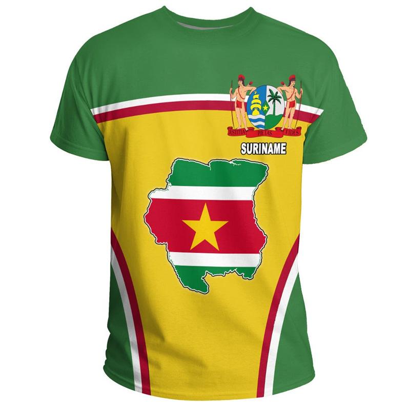 SURINAME Flag Print 3D Sports Moisture-Wicking Breathable Men Women T-Shirt Football Jersey Loose Run Short Sleeve Clothing Top
