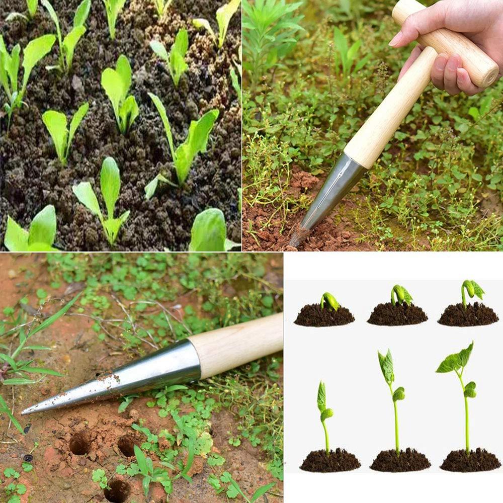 11-дюймовый прочный и долговечный садовый инструмент из нержавеющей стали, 4,5-дюймовая деревянная ручка с отверстием для миграции, семена для посадки сада