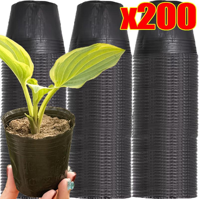 50/200pcs Black Seedling Nursery Pots Seed Starting Grow Cup Flower Plant Container Garden Vegetable Box Home Gardening Tools