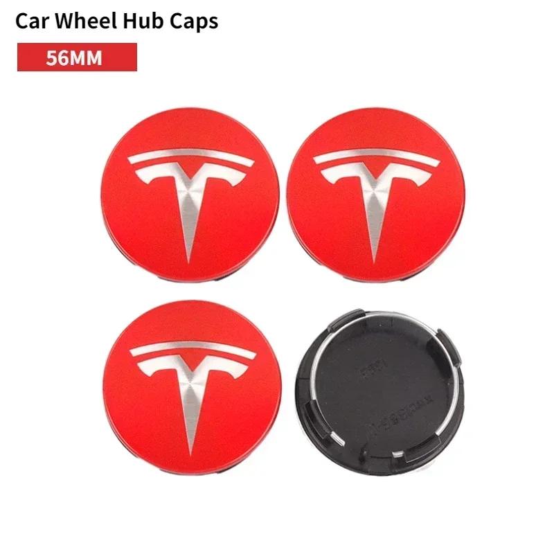 4pcs 56mm for Tesla Car Center Hub Caps Wheel Covers Model 3 Y S X Roadster P75D P85D P90D P100D Badge Exterior Accessorie