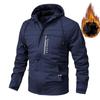 2024 Winter American Plus Size Velvet Hooded Men's Outdoor Casual Jacket
