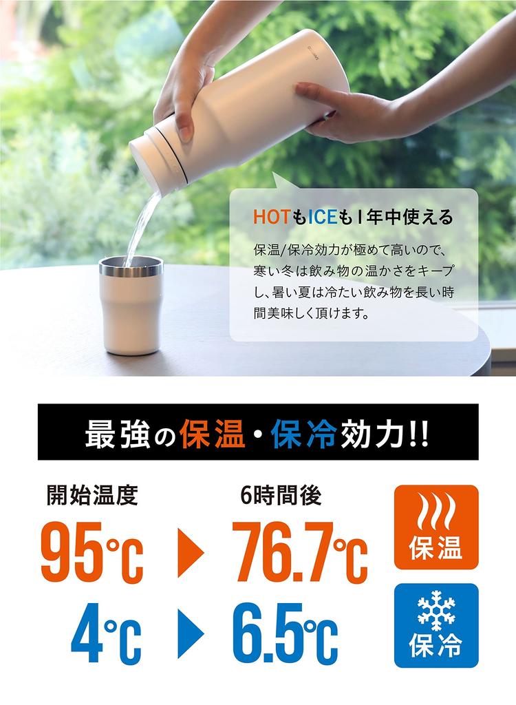 CB Japan Tabletop Pot Vacuum Insulated Stainless Steel White Thermal Insulation MOLLE Pot SANTECO 1.2L 2-Layer