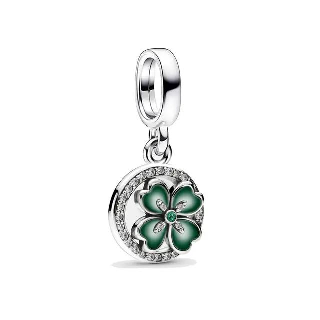 Copper Oriental Green Hollow Lucky Clover Charm Pearl Talisman Pendant Fit For Original Bracelet Necklace Diy Boutiquejewelry