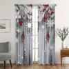 2-Pack Polyester Christmas Pine and Snowflakes Design Curtains With Embossed Digital Print, Machine Washable Rod Pocket Drapes