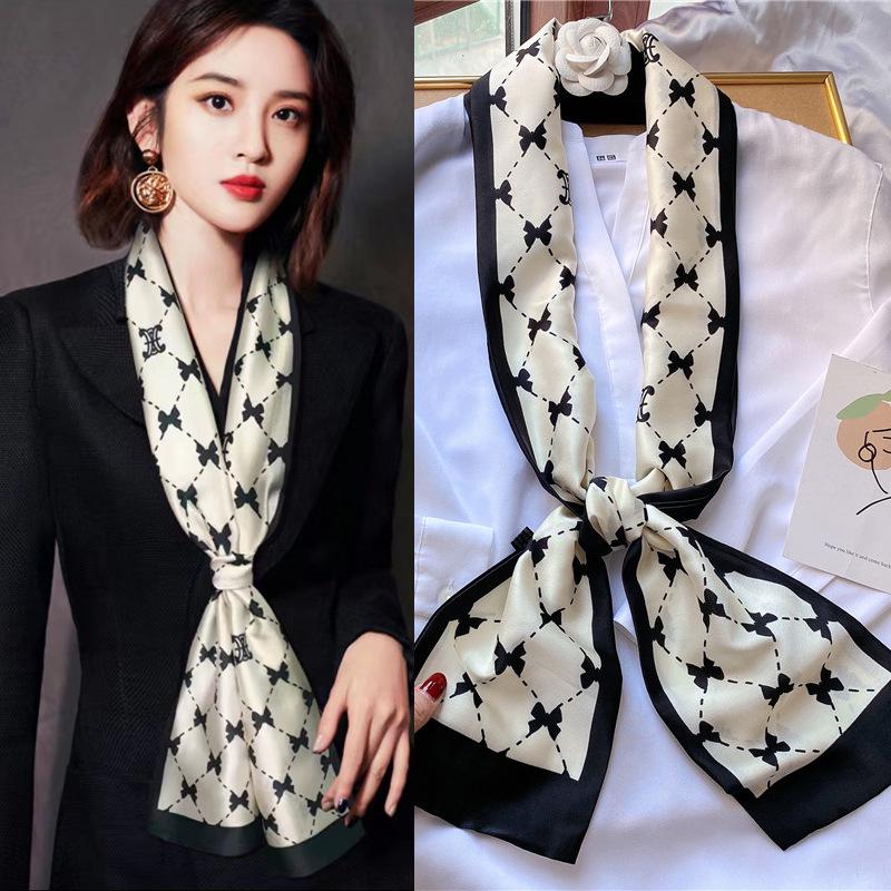 Women's Silk Floral Scarf: Lightweight, Long, and Ideal for Spring & Autumn