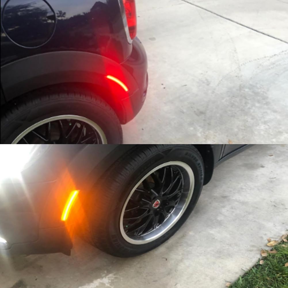 for 2002-2008 Gen1 MINI Cooper R50 R52 R53 Side Marker Light Smoked Lens Amber & Red Full LED Lamps
