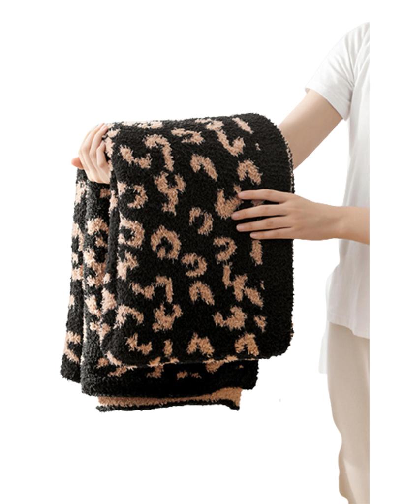 Azura Exchange Вязаное одеяло с леопардовым узором - 127*152 см