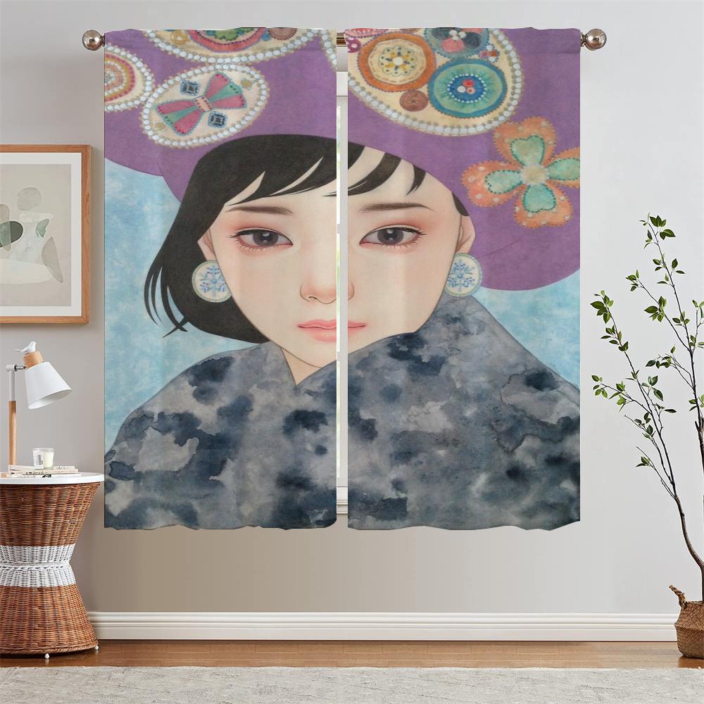 Шторы в южноазиатском стиле для украшения гостиной, короткие шторы для окон, домашняя кухонная штора, подхваты, локоны, светонепроницаемая штора