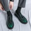 Fashion Green Slip-On Luxury Moccasins Men Casual Shoes Thick Bottom Tassel Formal Leather Shoes Men Luxury Patent Leather Dress Loafers
