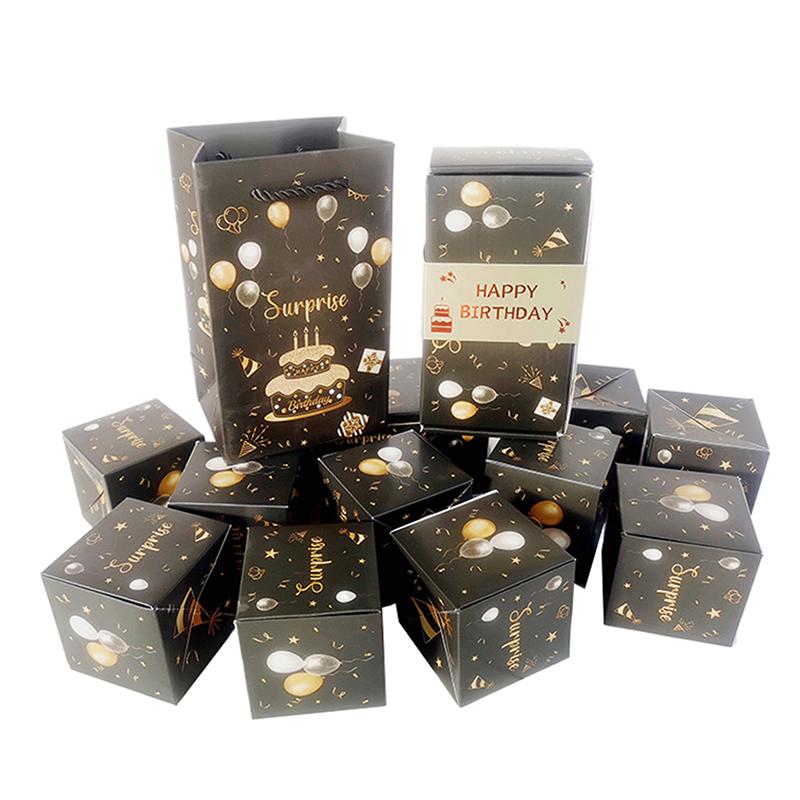 10Pcs Folding Explosion Surprise Gift Boxes Black Gold Bounce Surprise Gift Box Bouncing Box Valentine'S Day Gift