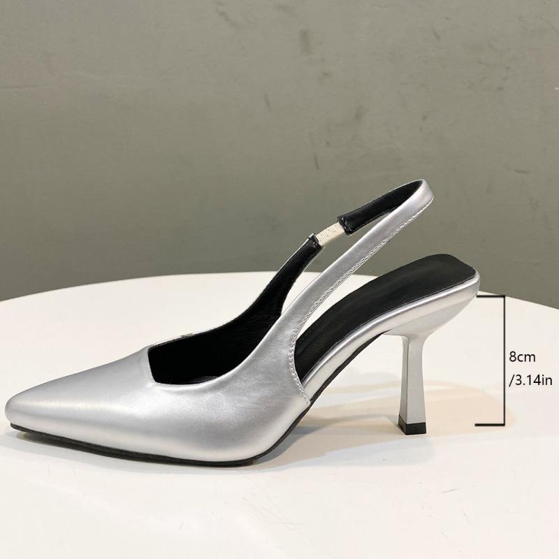 2024 Летние Женские Босоножки на Высоком Каблуке с Острым Носком Сексуальная Женская Обувь Леопардовый Принт Вечеринка Свадьба Слингбэки Женские Туфли-Лодочки