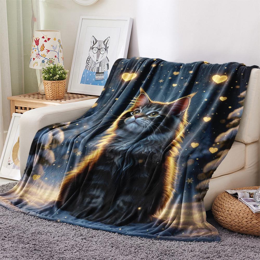 1PC Cute little animals Print Flannel Blanket, High quality Comfortable for All Seasons, Home Decor, Warmth and Comfort