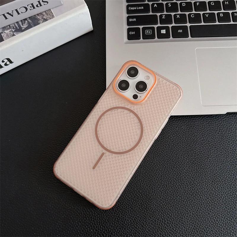 Охлаждающая магнитная чехол-накладка с защитой от перегрева для iPhone 16 15 14 Plus 13 12 Pro Max, дышащая жесткая задняя крышка для Magsafe