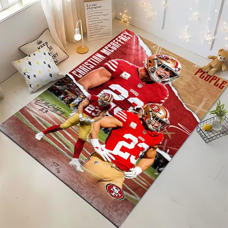 "Red 49ers Football Star Design Rug – Non-slip rug suitable for living room and bedroom sofas"