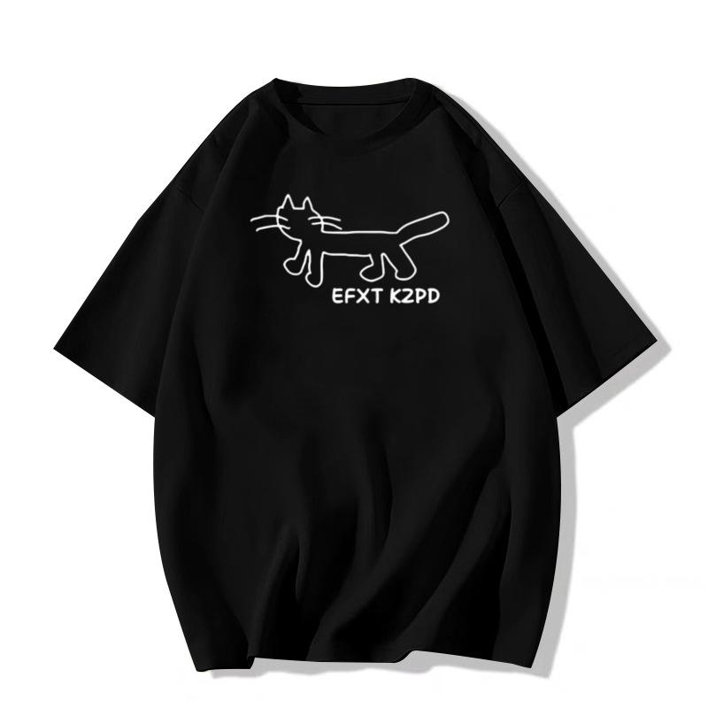 Summer cotton short-sleeved t-shirt women's new popular black design niche American loose half-sleeved top